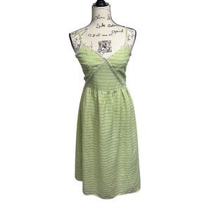 Lalavon Green Gingham Y2K Babydoll Milkmaid Cottagecore Midi Dress, M